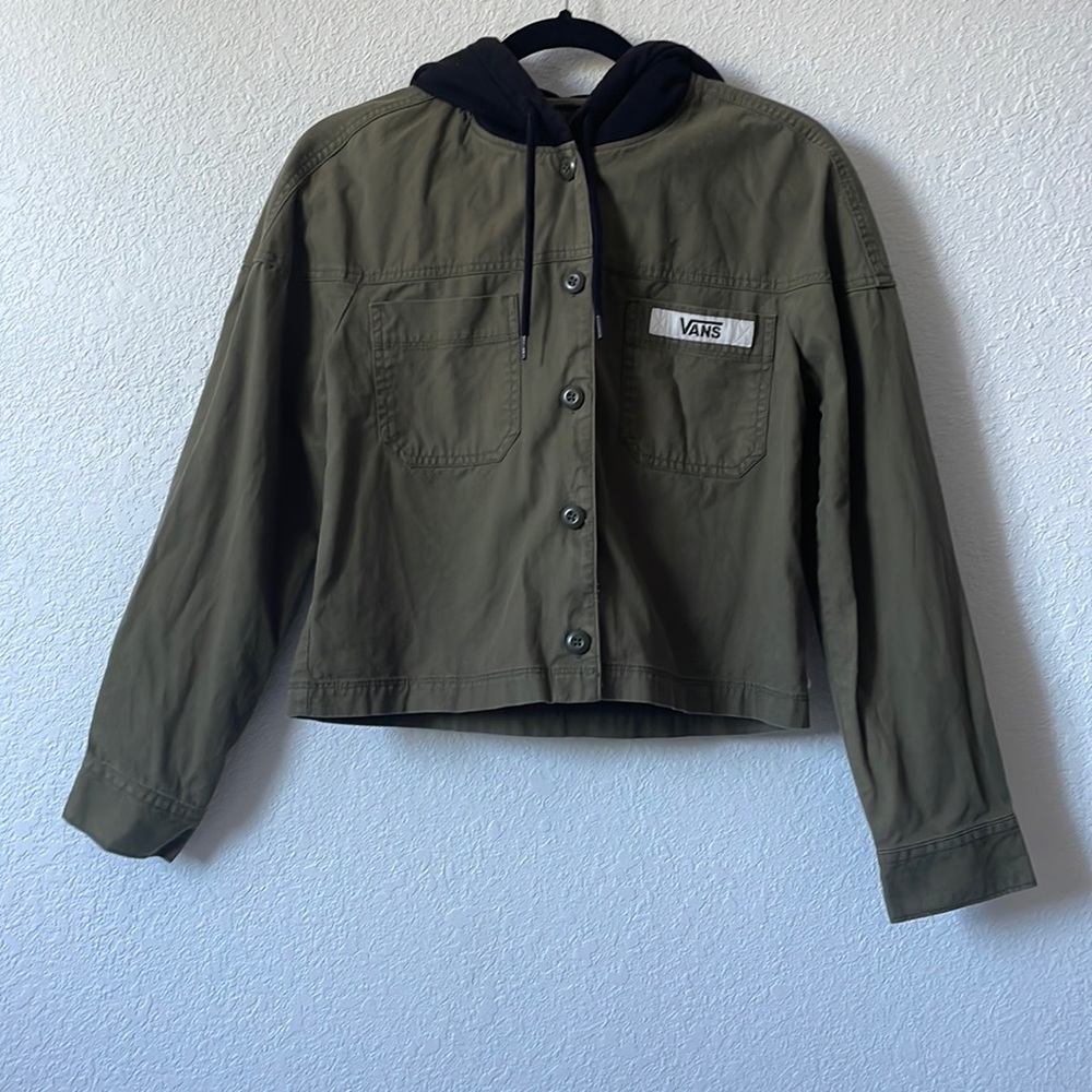 Vans Olive Green Button-Up Hoodie Sweatshirt